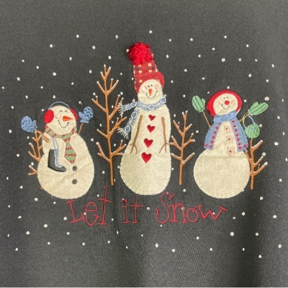 Vintage Top Stitch Women’s Snowman Winter Sweatshirt - Picture 2 of 4